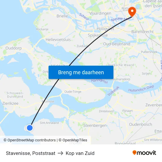 Stavenisse, Poststraat to Kop van Zuid map