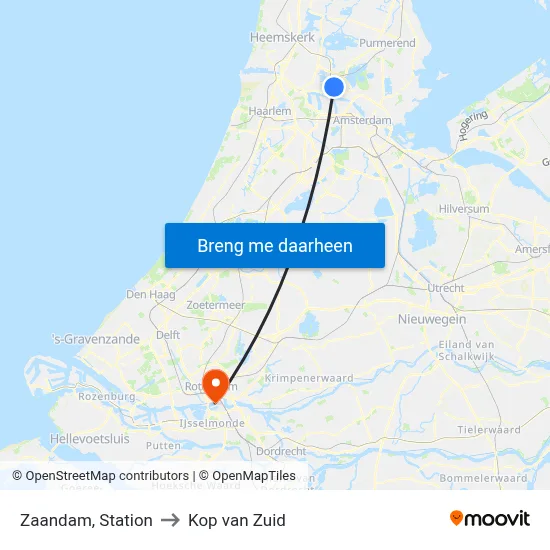 Zaandam, Station to Kop van Zuid map