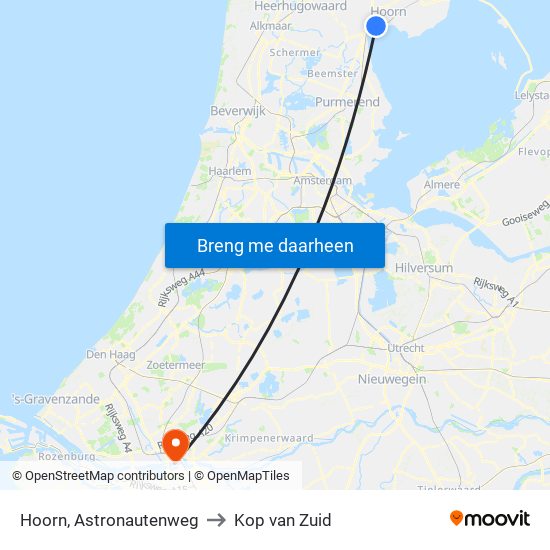 Hoorn, Astronautenweg to Kop van Zuid map