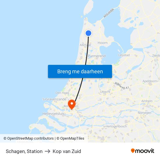 Schagen, Station to Kop van Zuid map