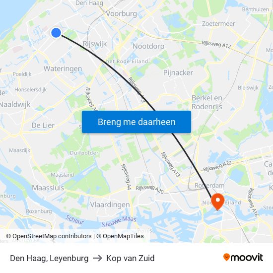 Den Haag, Leyenburg to Kop van Zuid map