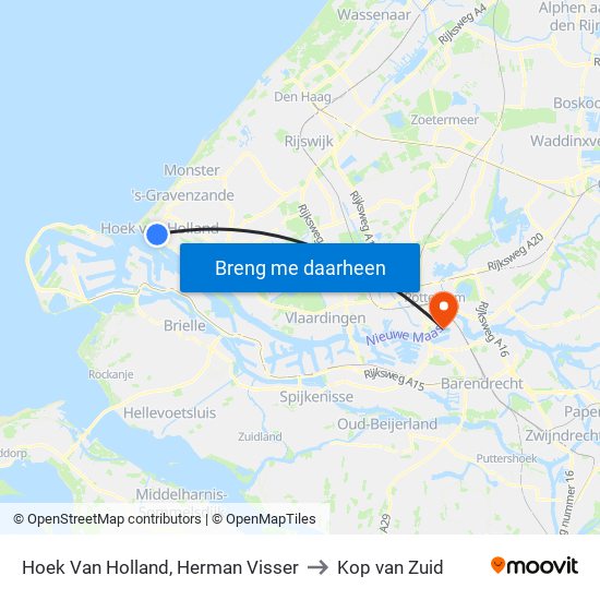 Hoek Van Holland, Herman Visser to Kop van Zuid map