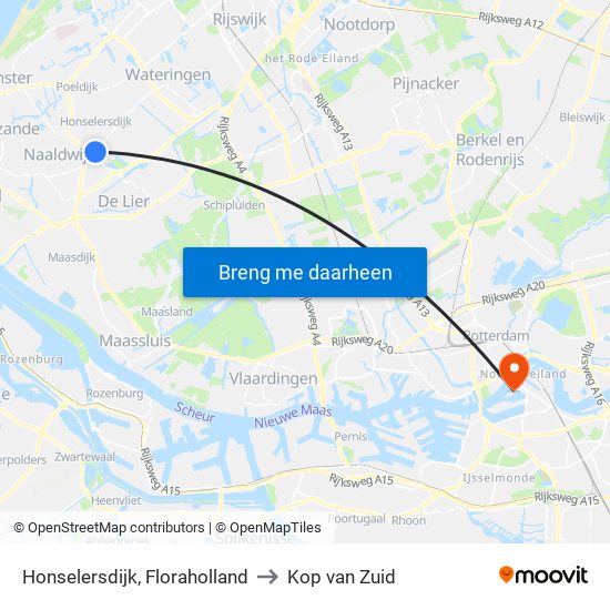 Honselersdijk, Floraholland to Kop van Zuid map