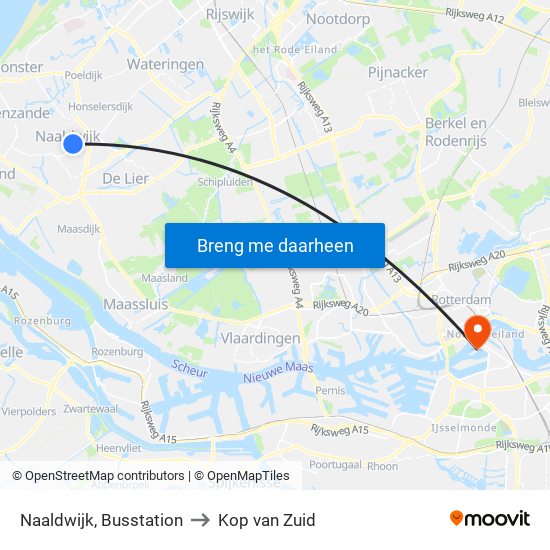 Naaldwijk, Busstation to Kop van Zuid map