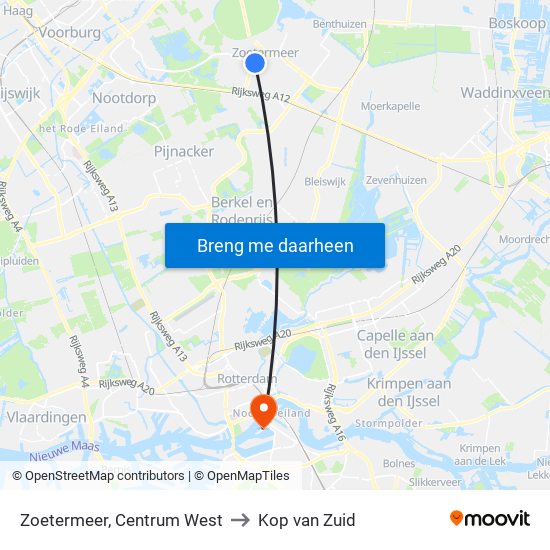 Zoetermeer, Centrum West to Kop van Zuid map