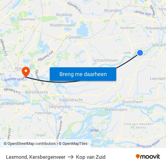 Lexmond, Kersbergenveer to Kop van Zuid map