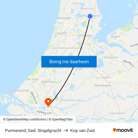 Purmerend, Ged. Singelgracht to Kop van Zuid map