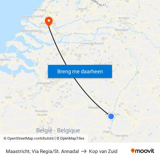 Maastricht, Via Regia/St. Annadal to Kop van Zuid map