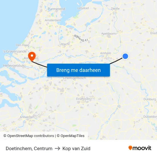 Doetinchem, Centrum to Kop van Zuid map