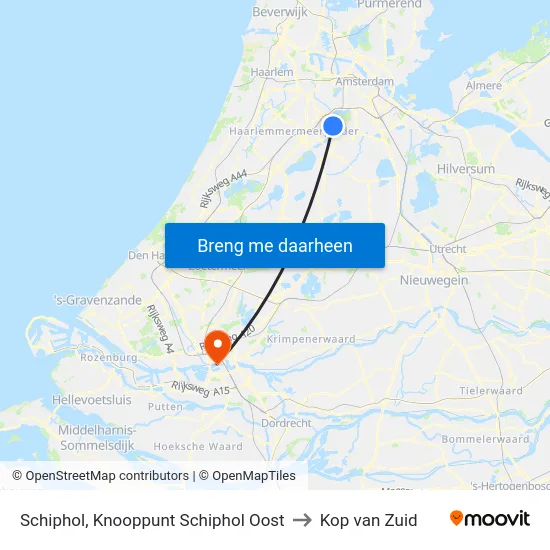 Schiphol, Knooppunt Schiphol Oost to Kop van Zuid map