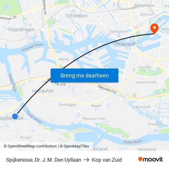 Spijkenisse, Dr. J. M. Den Uyllaan to Kop van Zuid map