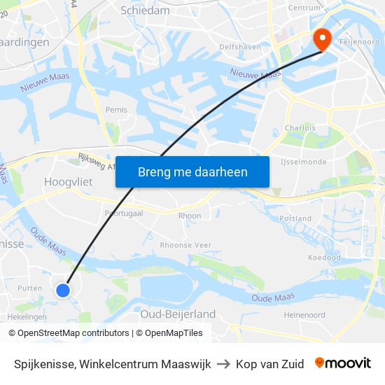 Spijkenisse, Winkelcentrum Maaswijk to Kop van Zuid map