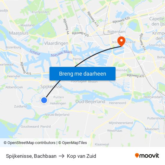 Spijkenisse, Bachbaan to Kop van Zuid map