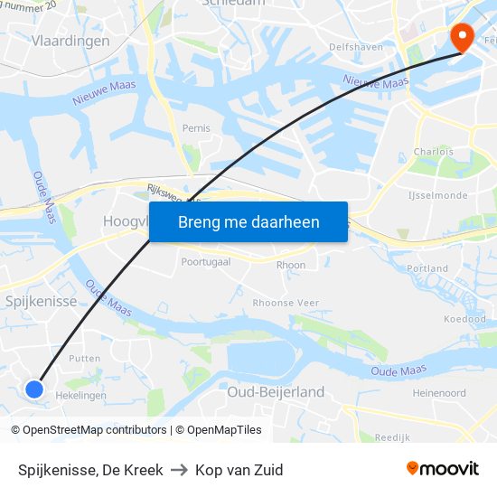 Spijkenisse, De Kreek to Kop van Zuid map