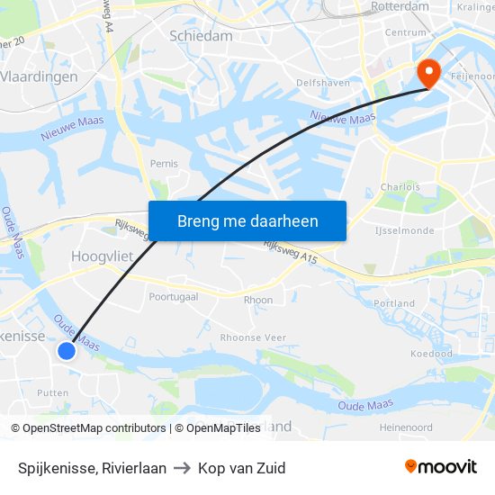 Spijkenisse, Rivierlaan to Kop van Zuid map