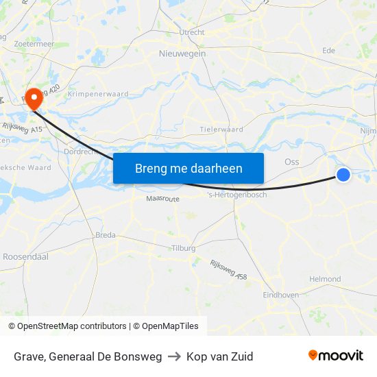 Grave, Generaal De Bonsweg to Kop van Zuid map