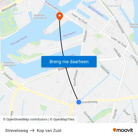 Strevelsweg to Kop van Zuid map