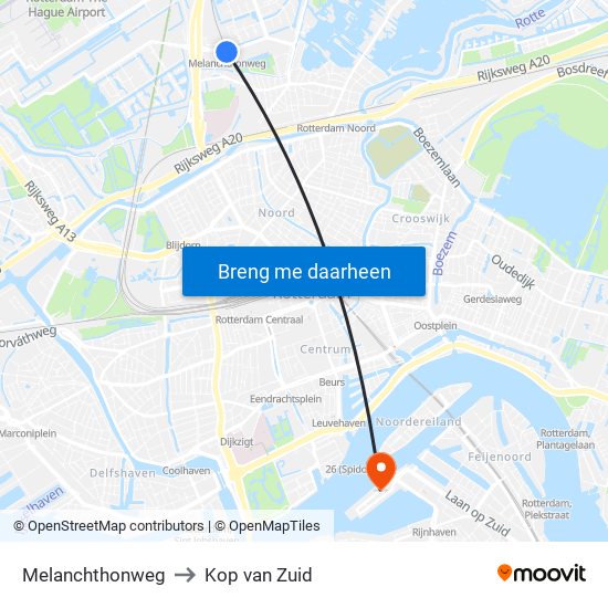 Melanchthonweg to Kop van Zuid map