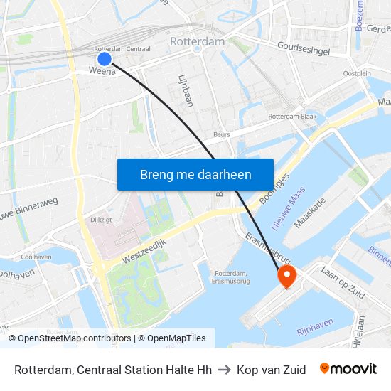 Rotterdam, Centraal Station Halte Hh to Kop van Zuid map