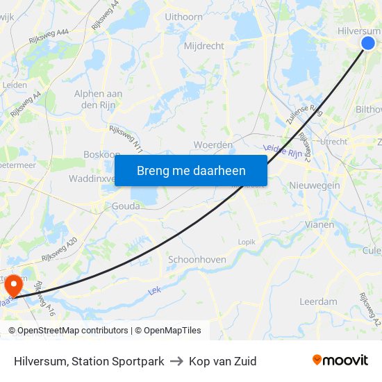 Hilversum, Station Sportpark to Kop van Zuid map