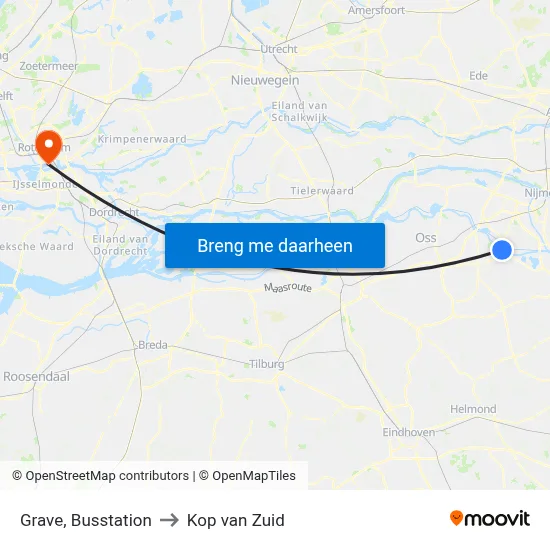 Grave, Busstation to Kop van Zuid map