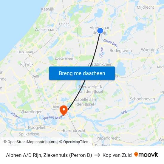 Alphen A/D Rijn, Ziekenhuis (Perron D) to Kop van Zuid map