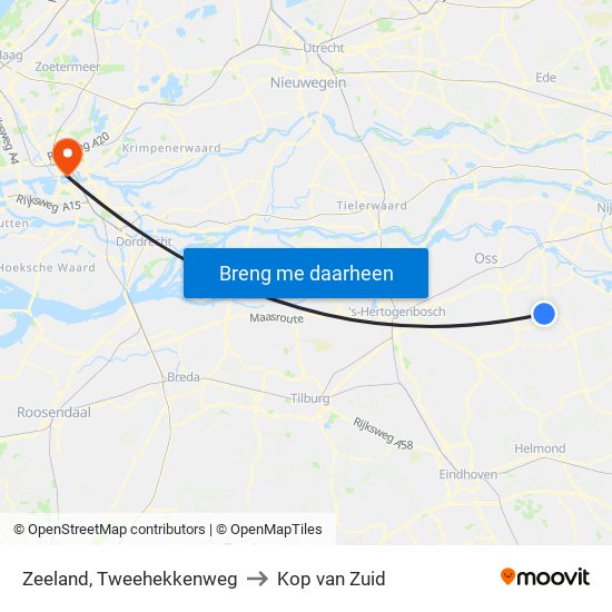 Zeeland, Tweehekkenweg to Kop van Zuid map