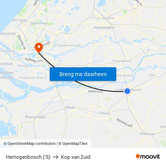 Hertogenbosch ('S) to Kop van Zuid map