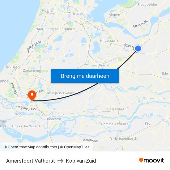 Amersfoort Vathorst to Kop van Zuid map