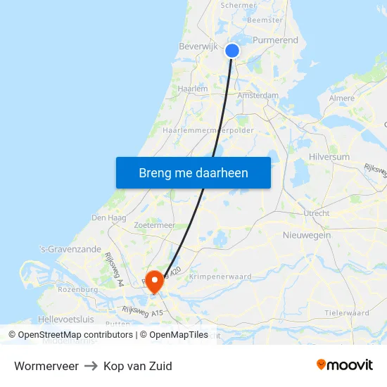 Wormerveer to Kop van Zuid map