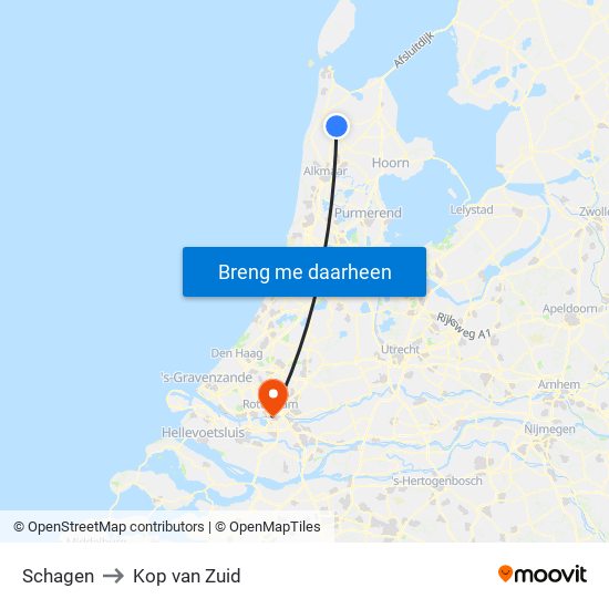 Schagen to Kop van Zuid map