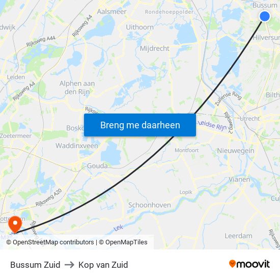 Bussum Zuid to Kop van Zuid map