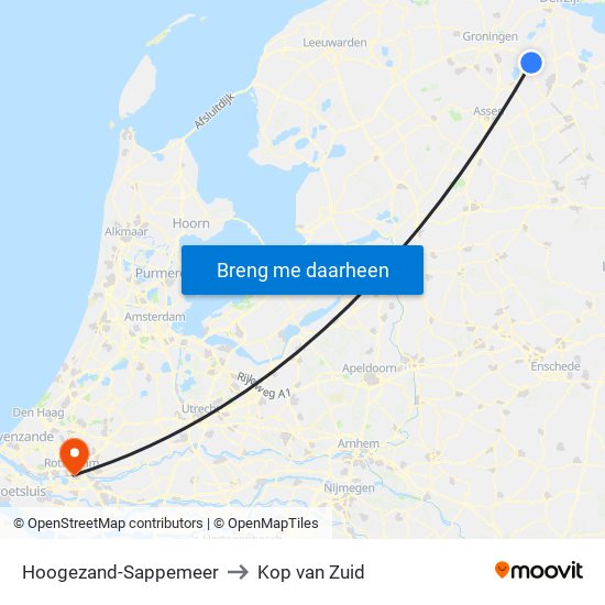 Hoogezand-Sappemeer to Kop van Zuid map