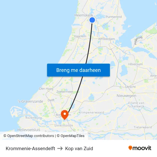 Krommenie-Assendelft to Kop van Zuid map