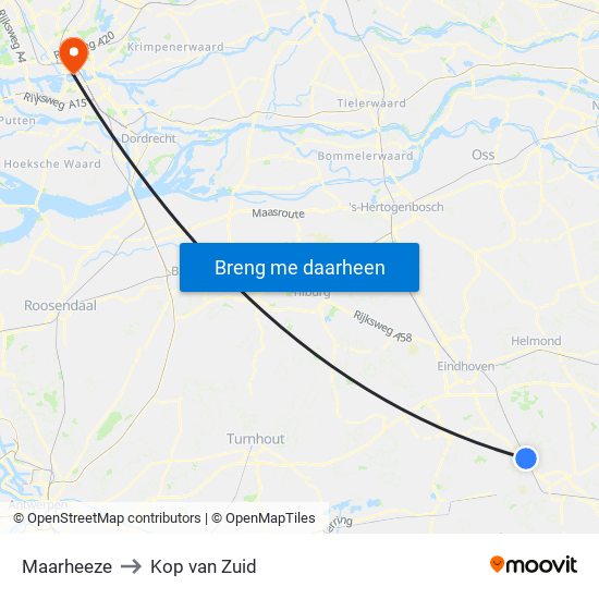 Maarheeze to Kop van Zuid map