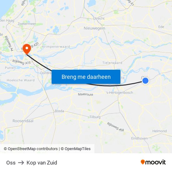Oss to Kop van Zuid map