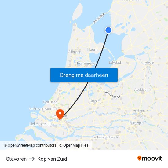 Stavoren to Kop van Zuid map