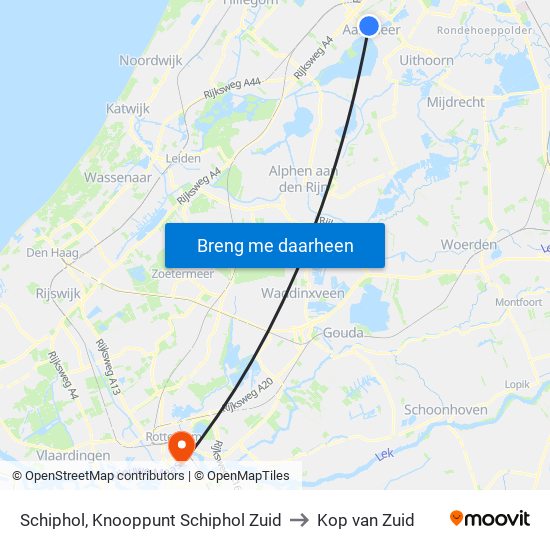 Schiphol, Knooppunt Schiphol Zuid to Kop van Zuid map