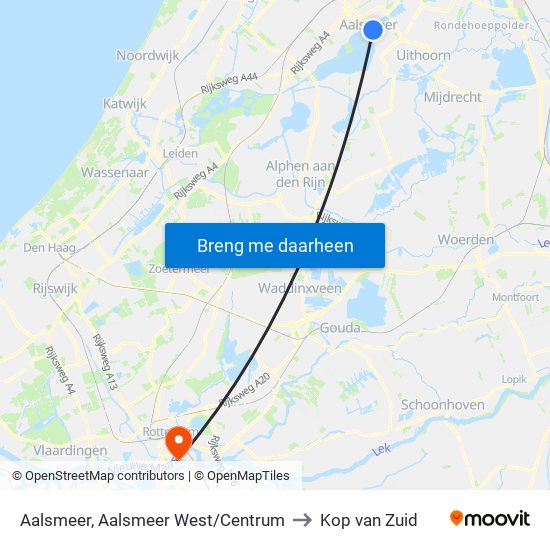 Aalsmeer, Aalsmeer West/Centrum to Kop van Zuid map