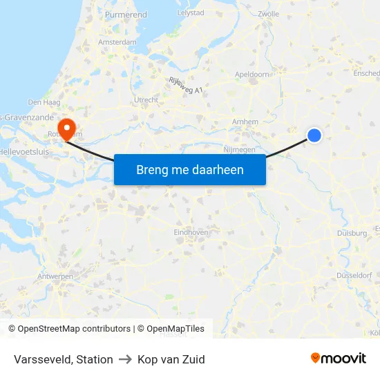 Varsseveld, Station to Kop van Zuid map