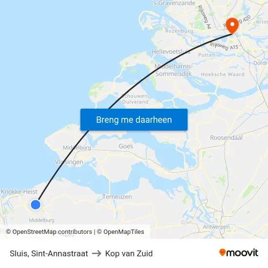 Sluis, Sint-Annastraat to Kop van Zuid map