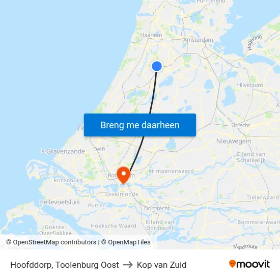 Hoofddorp, Toolenburg Oost to Kop van Zuid map