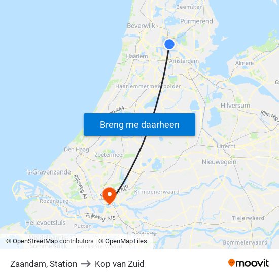 Zaandam, Station to Kop van Zuid map