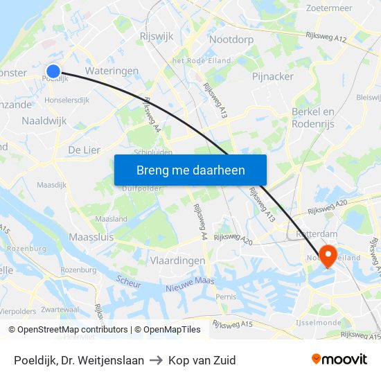 Poeldijk, Dr. Weitjenslaan to Kop van Zuid map