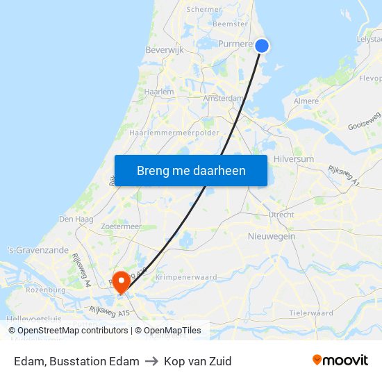 Edam, Busstation Edam to Kop van Zuid map