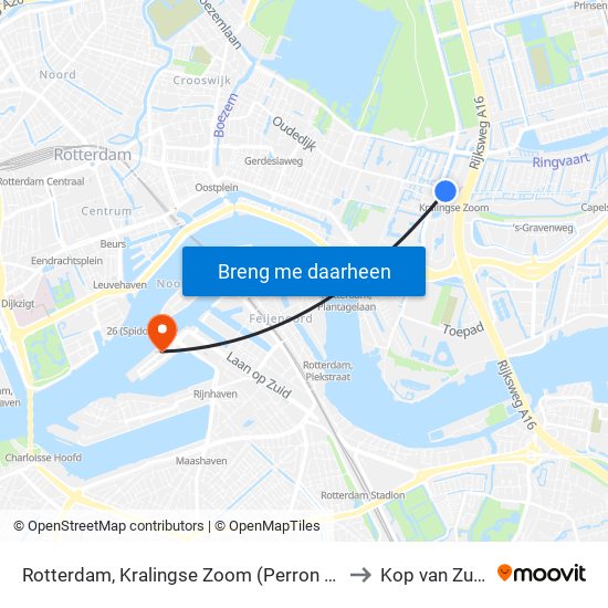 Rotterdam, Kralingse Zoom (Perron D) to Kop van Zuid map