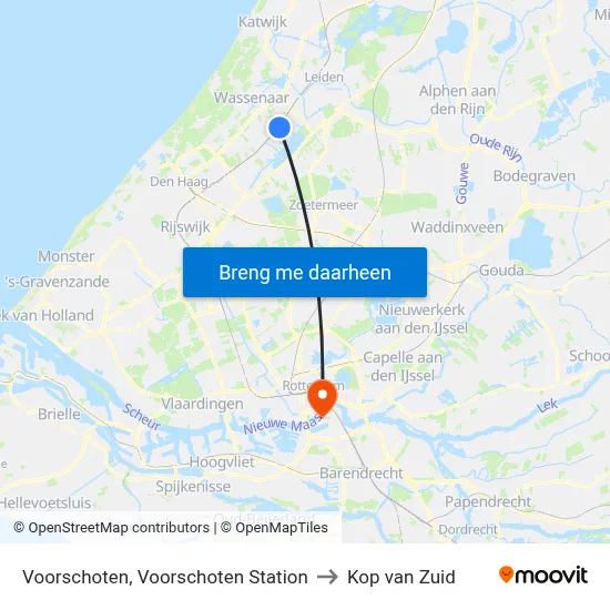 Voorschoten, Voorschoten Station to Kop van Zuid map