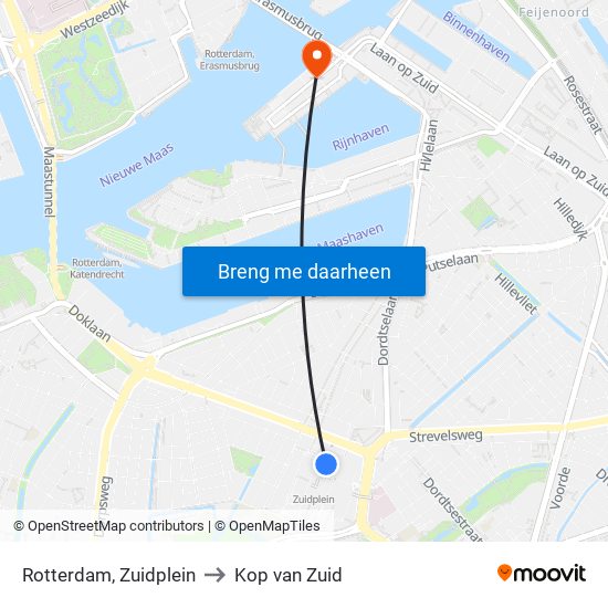 Rotterdam, Zuidplein to Kop van Zuid map