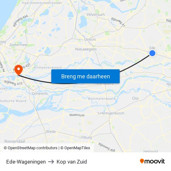 Ede-Wageningen to Kop van Zuid map