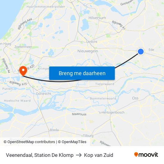 Veenendaal, Station De Klomp to Kop van Zuid map